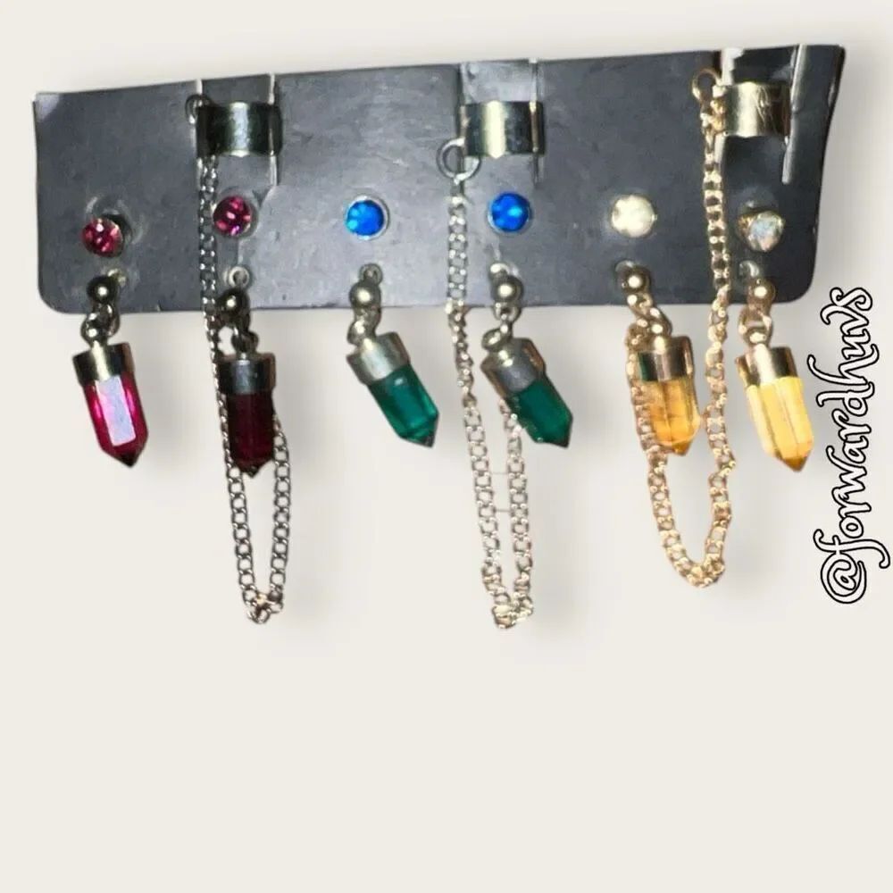 Multi-Color Earring Sets with Studs & Dangles with Cuff
